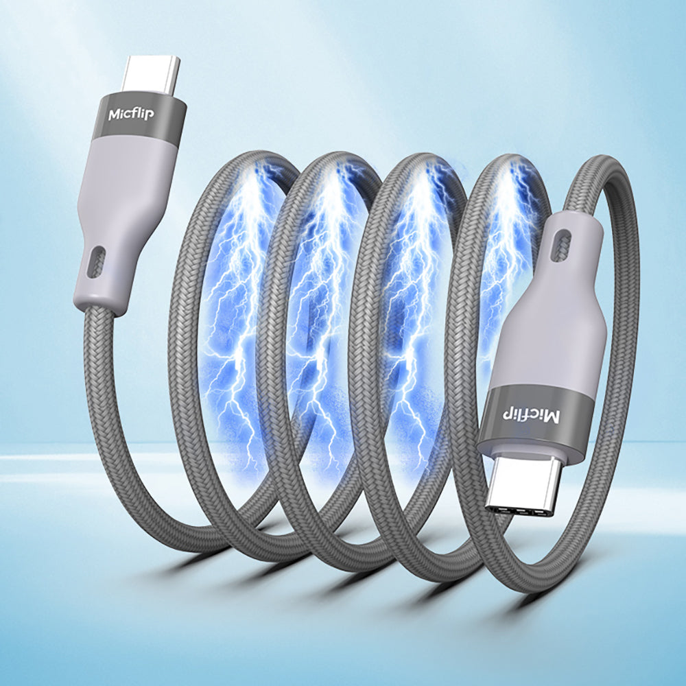 Micflip A25 Type-C to Type-C PD Hızlı Şarj Özellikli Data ve Şarj Kablosu 240W 2M Gri