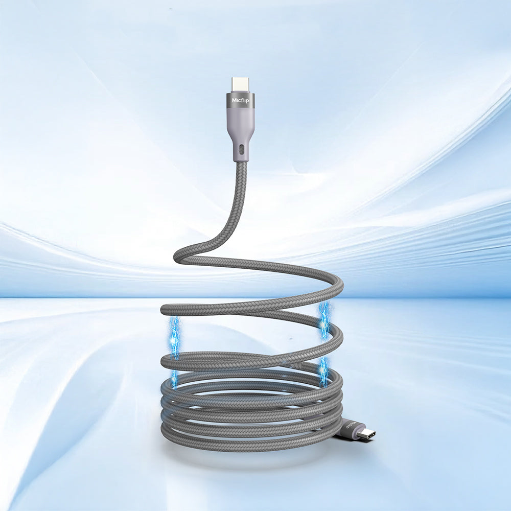 Micflip A25 Type-C to Type-C PD Hızlı Şarj Özellikli Data ve Şarj Kablosu 240W 2M Gri