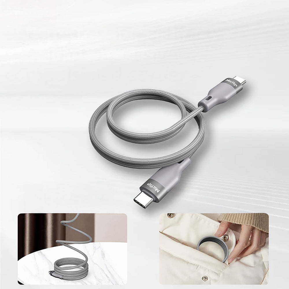 Micflip A25 Type-C to Type-C PD Hızlı Şarj Özellikli Data ve Şarj Kablosu 240W 2M Gri