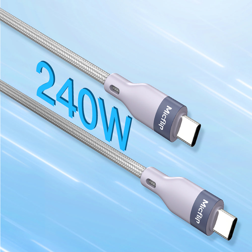 Micflip A25 Type-C to Type-C PD Hızlı Şarj Özellikli Data ve Şarj Kablosu 240W 2M Gri