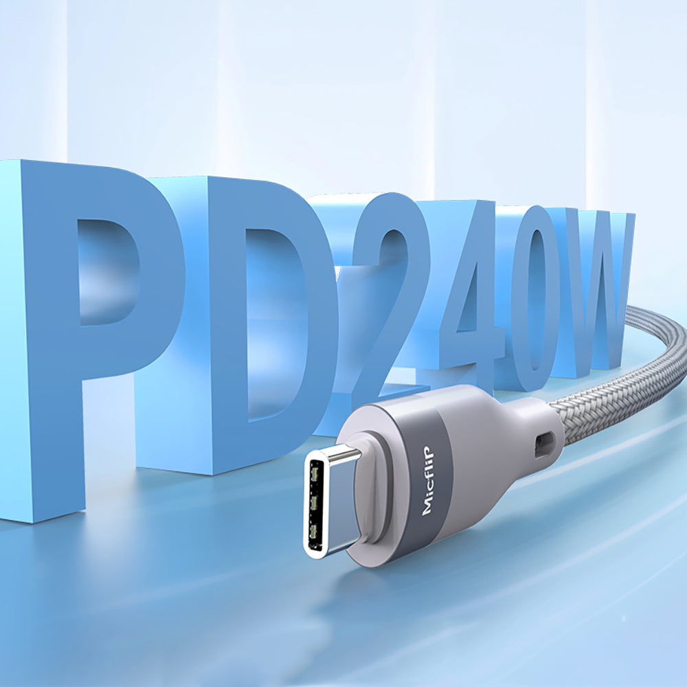 Micflip A25 Type-C to Type-C PD Hızlı Şarj Özellikli Data ve Şarj Kablosu 240W 2M Gri
