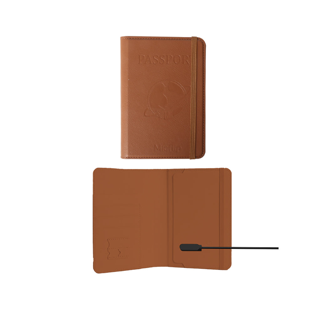 Micflip K02 iOS Cihazlar İçin FindMy Özellikli Pasaport Kart ve Sim Bölmeli Mikrofiber Deri Cüzdan Kahverengi