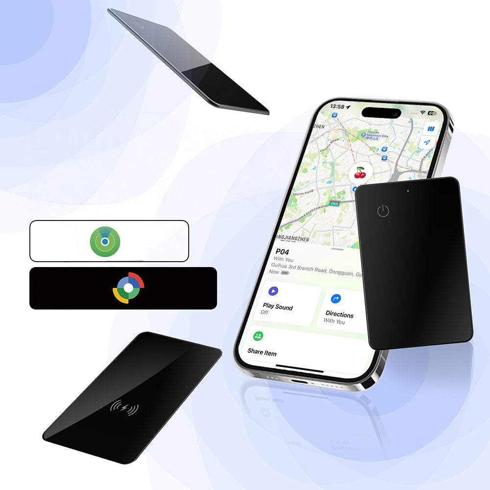 Micflip P045 Suya Dayanıklı iOS ve Android Cihazlar için Wireless Şarj Özellikli Akıllı Takip Kartı Siyah