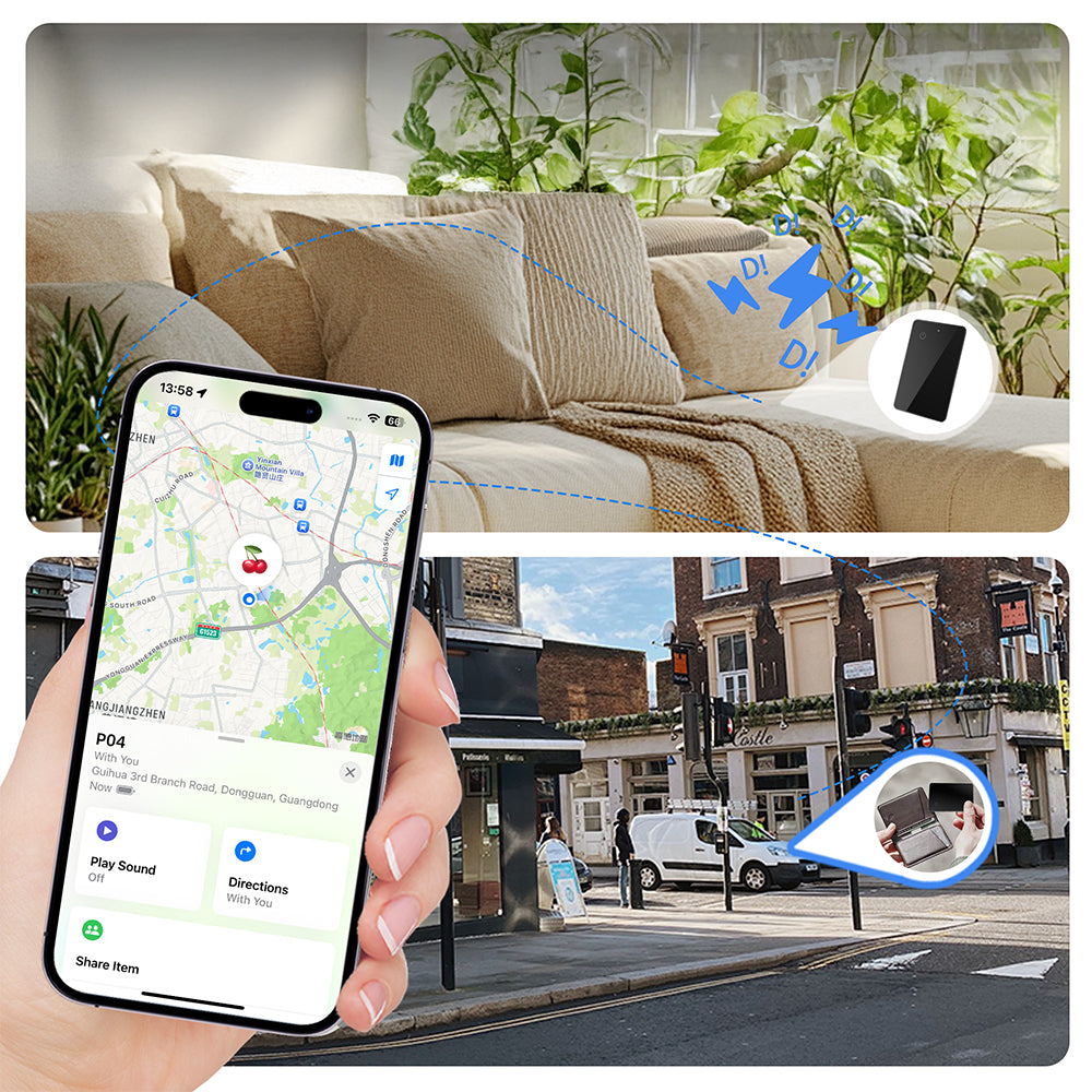 Micflip P045 Suya Dayanıklı iOS ve Android Cihazlar için Wireless Şarj Özellikli Akıllı Takip Kartı Siyah