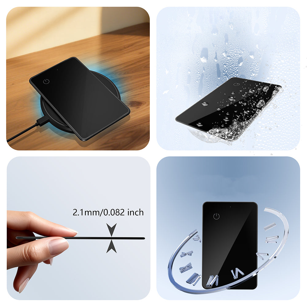 Micflip P045 Suya Dayanıklı iOS ve Android Cihazlar için Wireless Şarj Özellikli Akıllı Takip Kartı Siyah