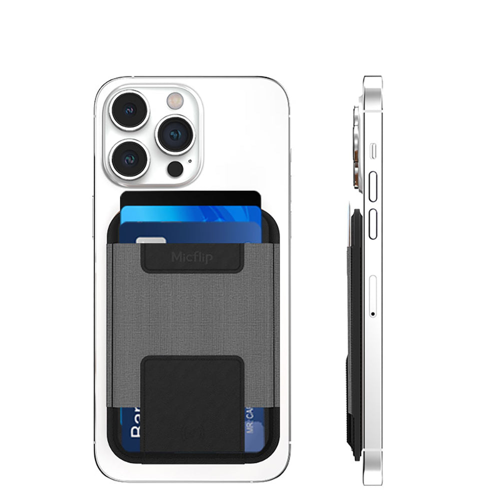 Micflip P065 Ultra İnce Tasarım iOS Cihazlara Özel FindMy Özellikli Magnetik Standlı Kartlık Siyah
