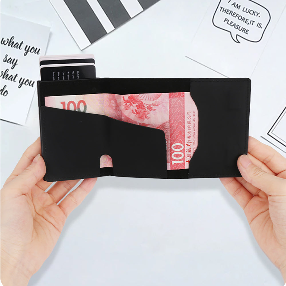 Micflip P15 Three Fold Akıllı Takip Özellikli Hakiki Deri Kartlık Siyah