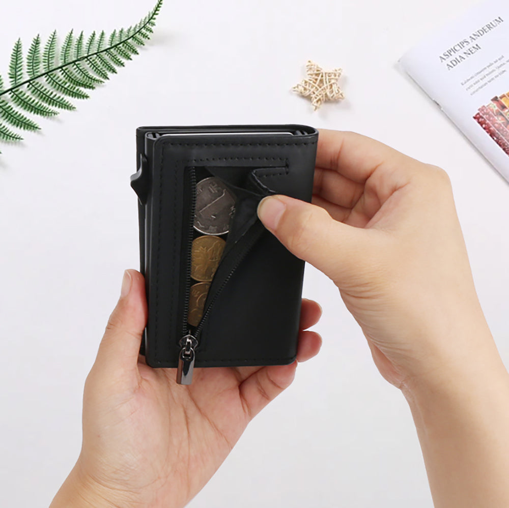 Micflip P15 Three Fold Akıllı Takip Özellikli Hakiki Deri Kartlık Siyah