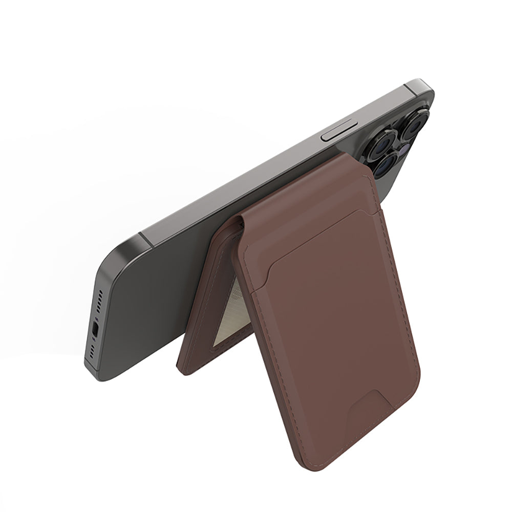 Micflip P17 iOS Cihazlara Özel Magnetik Standlı Kartlık Kahverengi