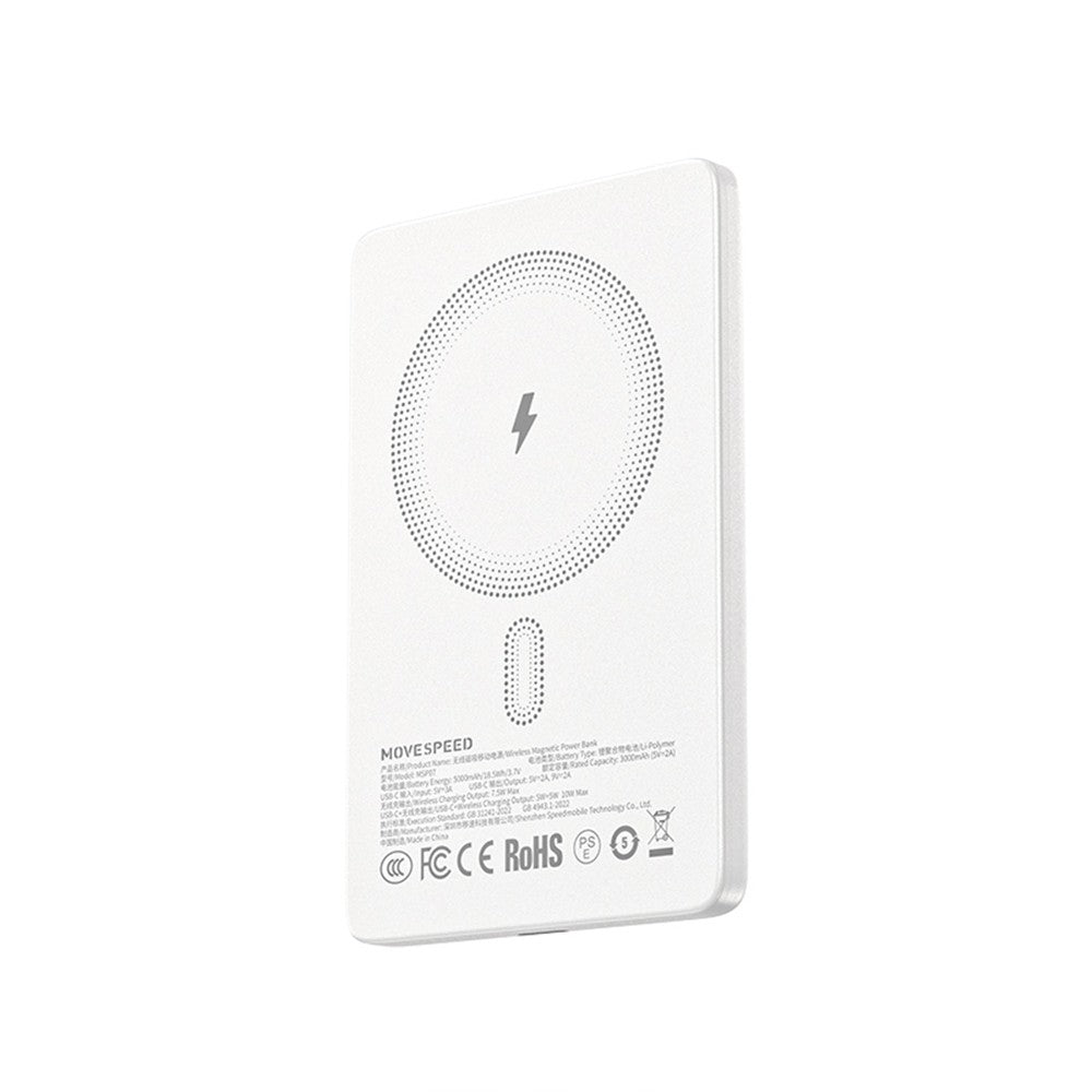 Movespeed MSP07 Ultra İnce Wireless M-safe Powerbank 18W 5000mAh Beyaz