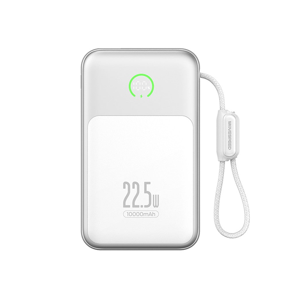 Movespeed MSP19 Pro Dijital LED Göstergeli Type-C Kablolu Powerbank 22.5W 10.000mAh Beyaz