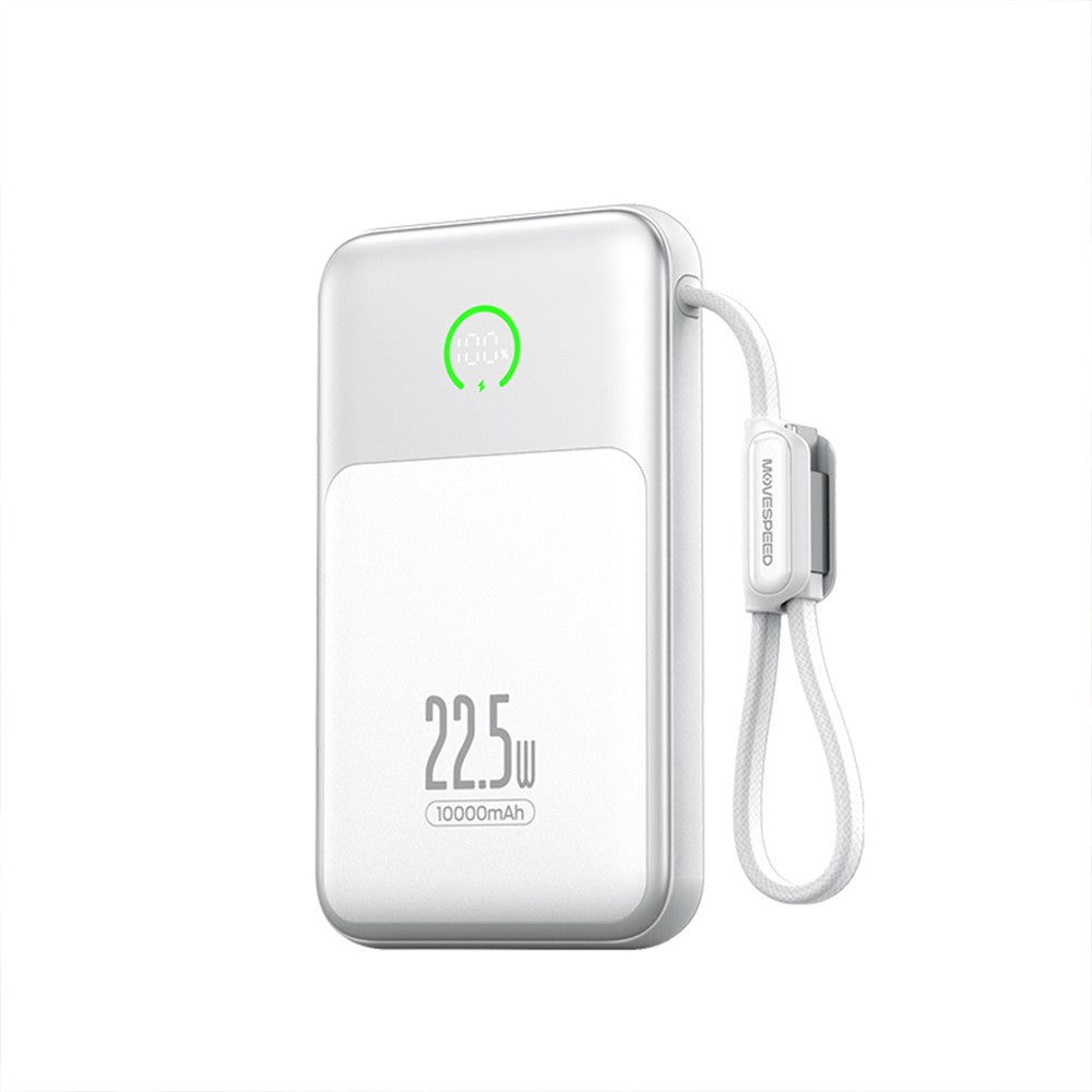 Movespeed MSP19 Pro Dijital LED Göstergeli Type-C Kablolu Powerbank 22.5W 10.000mAh Beyaz