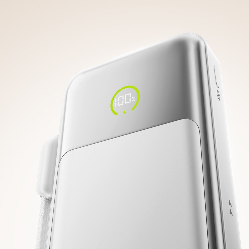 Movespeed MSP19 Pro Dijital LED Göstergeli Type-C Kablolu Powerbank 22.5W 10.000mAh Beyaz