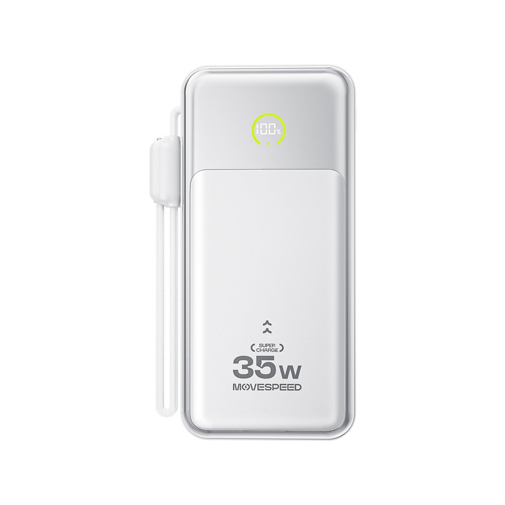 Movespeed MSP20 Dijital LED Göstergeli Type-C Kablolu Powerbank 35W 20.000mAh Beyaz