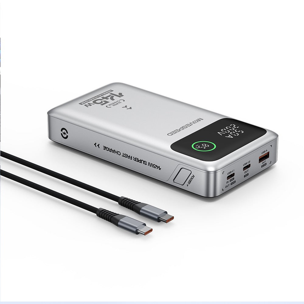 Movespeed YSPBM25 Pro Hızlı Şarj Özellikli Dijital LED Göstergeli Powerbank PD 145W 25.000mAh Gri