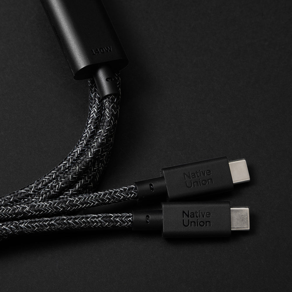 Native Union Belt Serisi PD 2in1 Type-C To Type-C Hızlı Şarj Özellikli Şarj ve Data Kablosu 140W 2M Siyah-Beyaz
