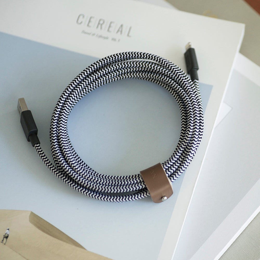 Native Union Belt Serisi USB-A to Lightning Şarj Kablosu 3M Siyah-Beyaz