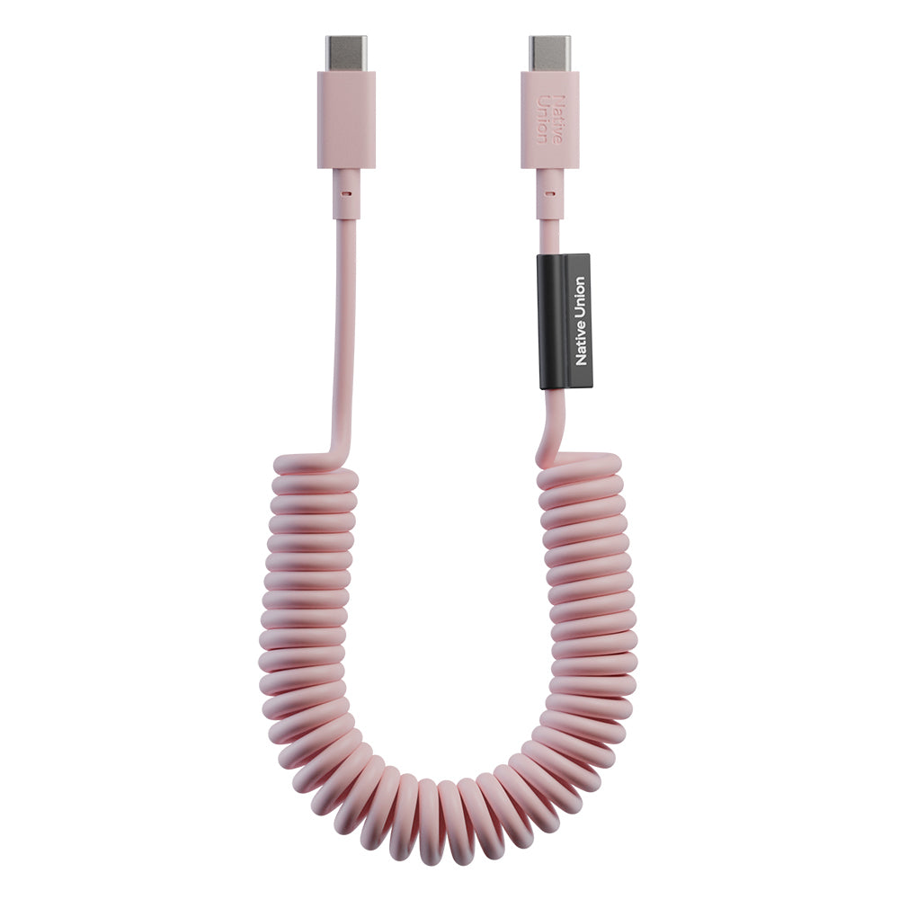 Native Union POP Serisi Type-C to Type-C Spiralli Şarj Kablosu 60W 1.2M Pembe