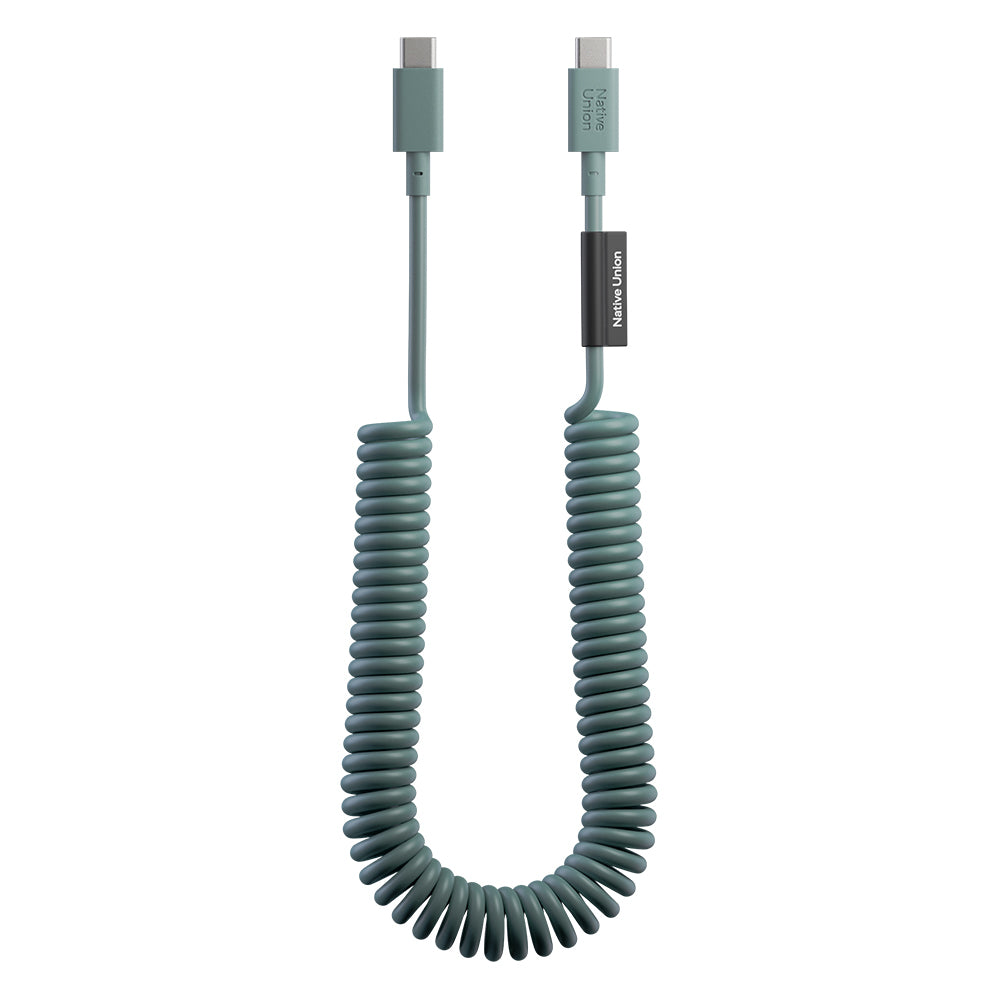 Native Union POP Serisi Type-C to Type-C Spiralli Şarj Kablosu 60W 2.4M Koyu Yeşil