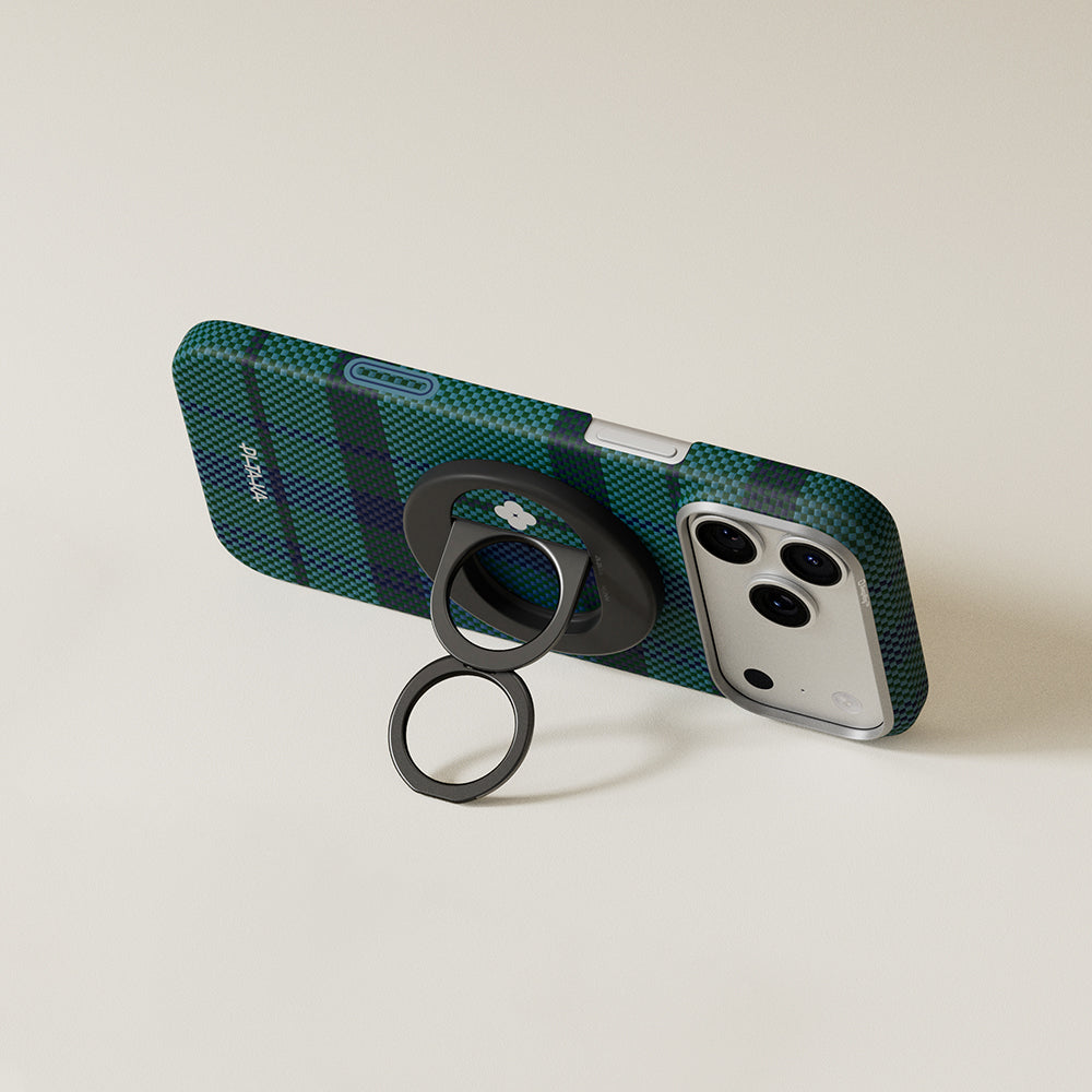 Pitaka Aramid Fiber Flora in Grid Serisi MagEZ Grip 3 Magnetik Ring Stand Telefon Tutucu Mavi