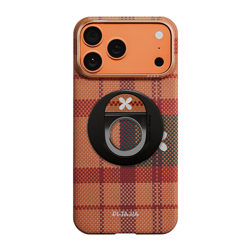 Pitaka Aramid Fiber Flora in Grid Serisi MagEZ Grip 3 Magnetik Ring Stand Telefon Tutucu Kahverengi