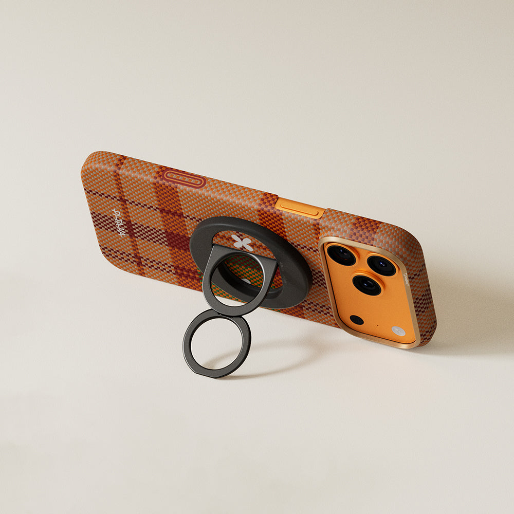 Pitaka Aramid Fiber Flora in Grid Serisi MagEZ Grip 3 Magnetik Ring Stand Telefon Tutucu Kahverengi