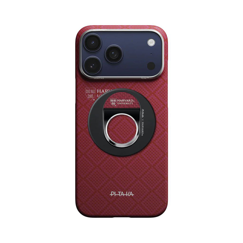Pitaka Aramid Fiber Harvard Crimson Serisi MagEZ Grip 3 Magnetik Ring Stand Telefon Tutucu Kırmızı