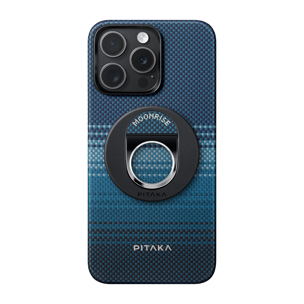 Pitaka Aramid Fiber Sunset Moonrise Serisi Moonrise MagEZ Grip 3 Magnetik Ring Stand Telefon Tutucu Mavi