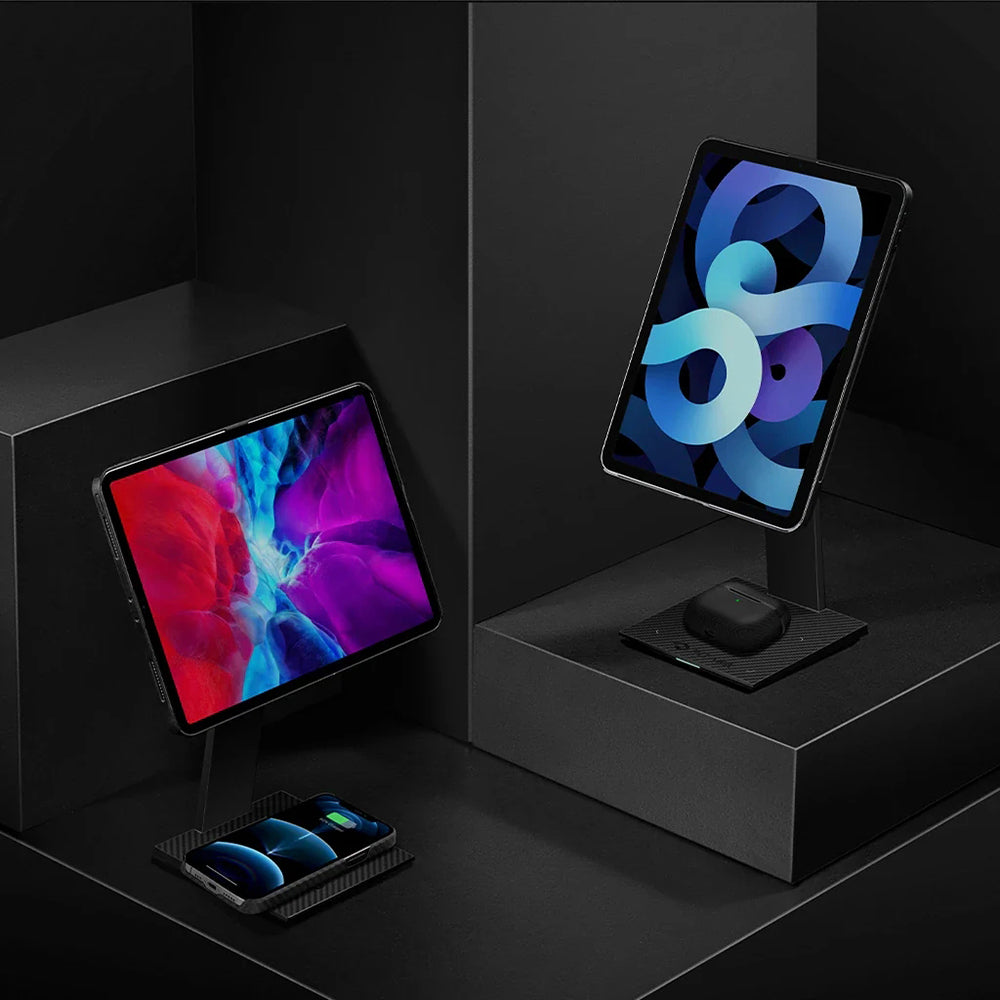 Pitaka MES2101 Telefon ve Kulaklık Kablosuz Şarjlı Classic Versiyon Magnetik Tablet Standı Siyah