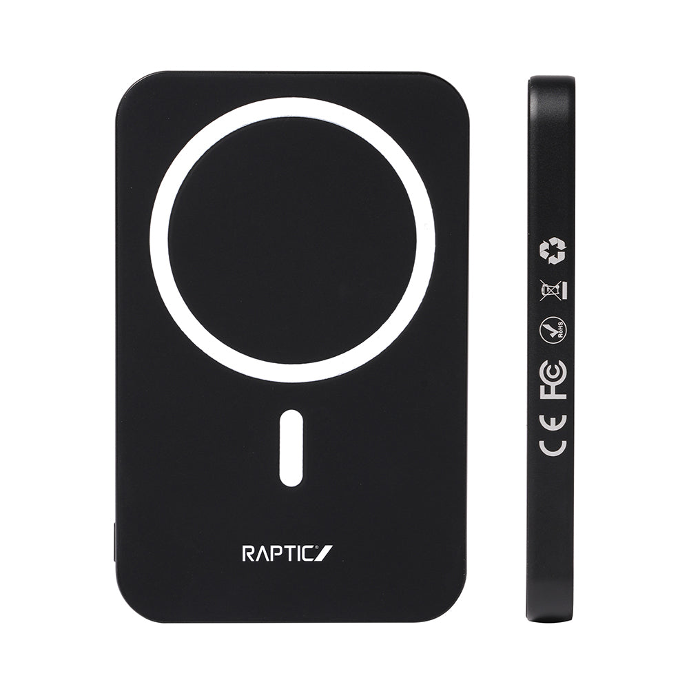 Raptic S4 Aramid-Skin M-safe Şarj Özellikli Ultra İnce 600D Powerbank 15W 5000mAh Siyah