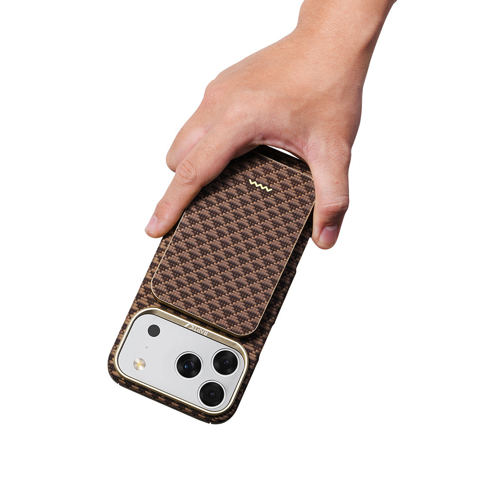 Raptic S4 Aramid-Skin M-safe Şarj Özellikli Ultra İnce Powerbank 15W 5000mAh Kahverengi