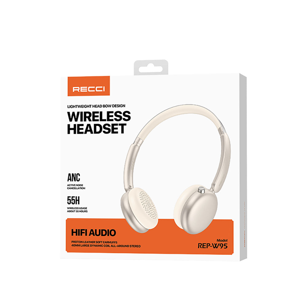Recci REP-W95 ANC/ENC Özellikli Hi-Fi Ses Kaliteli Kulak Üstü Bluetooth v5.3 Kulaklık Gold