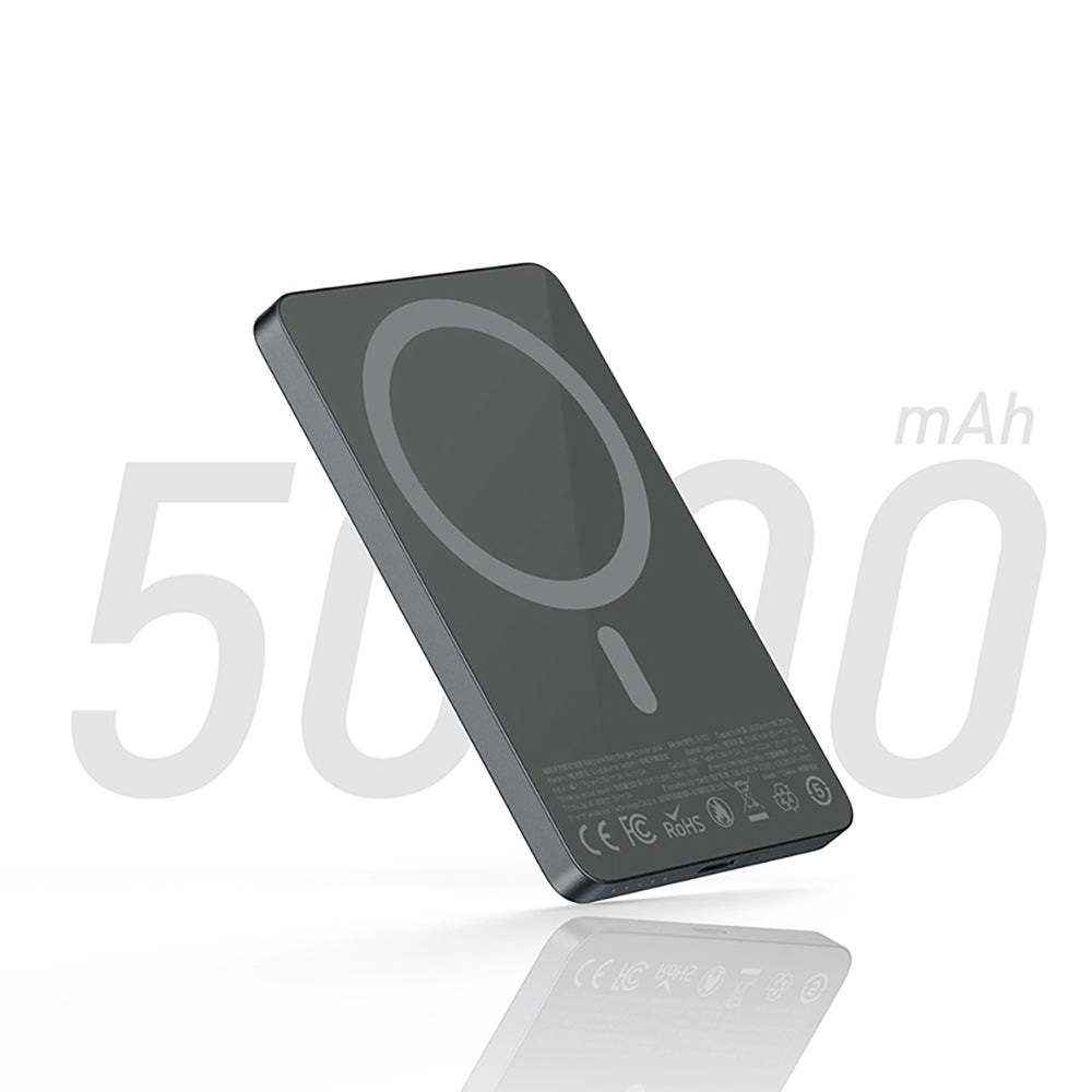 Recci RP33 PD 20W Ultra İnce Led Göstergeli Hızlı Şarj Özellikli Wireless Powerbank 5000mAh Gri