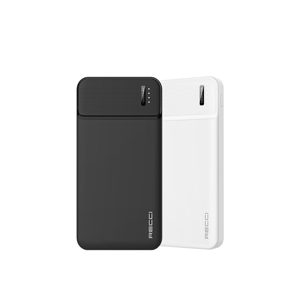 Recci RPB-N16C Ultra İnce Hızlı Şarj Özellikli Led Işık Göstergeli Powerbank 10000mAh Siyah