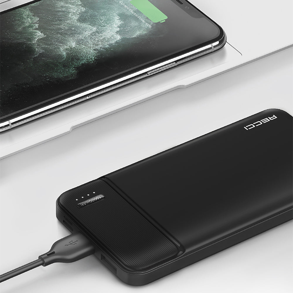 Recci RPB-N16C Ultra İnce Hızlı Şarj Özellikli Led Işık Göstergeli Powerbank 10000mAh Beyaz