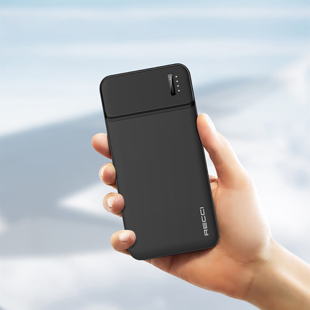Recci RPB-N16C Ultra İnce Hızlı Şarj Özellikli Led Işık Göstergeli Powerbank 10000mAh Beyaz