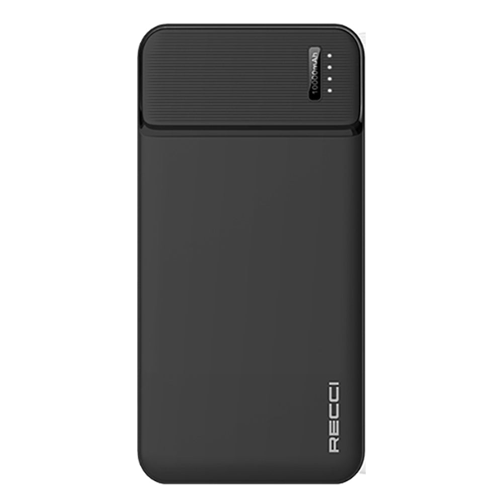 Recci RPB-N16C Ultra İnce Hızlı Şarj Özellikli Led Işık Göstergeli Powerbank 10000mAh Siyah