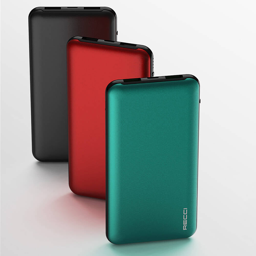 Recci RPB-P05 Greeny Serisi LED Işık Göstergeli Hızlı Şarj Özellikli Taşınabilir Powerbank 22.5W 10000mAh Kırmızı