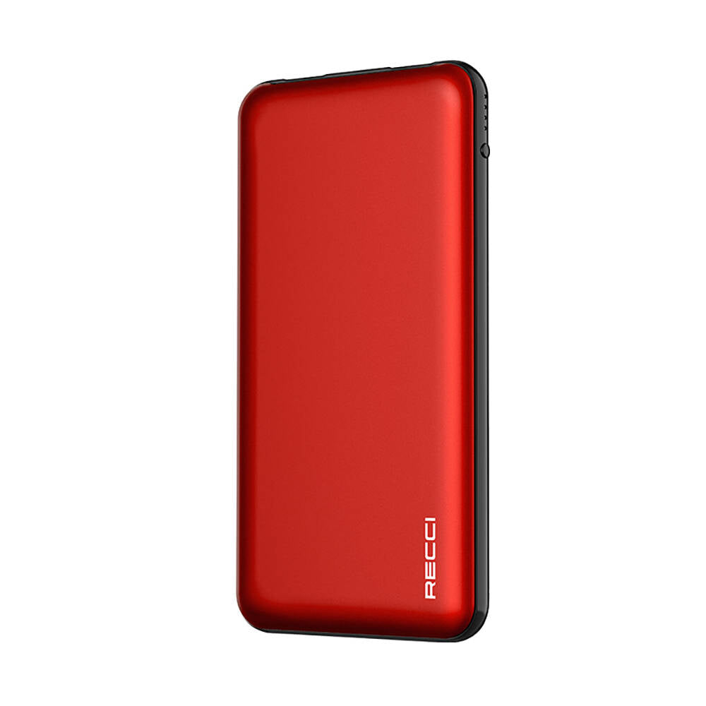 Recci RPB-P05 Greeny Serisi LED Işık Göstergeli Hızlı Şarj Özellikli Taşınabilir Powerbank 22.5W 10000mAh Kırmızı