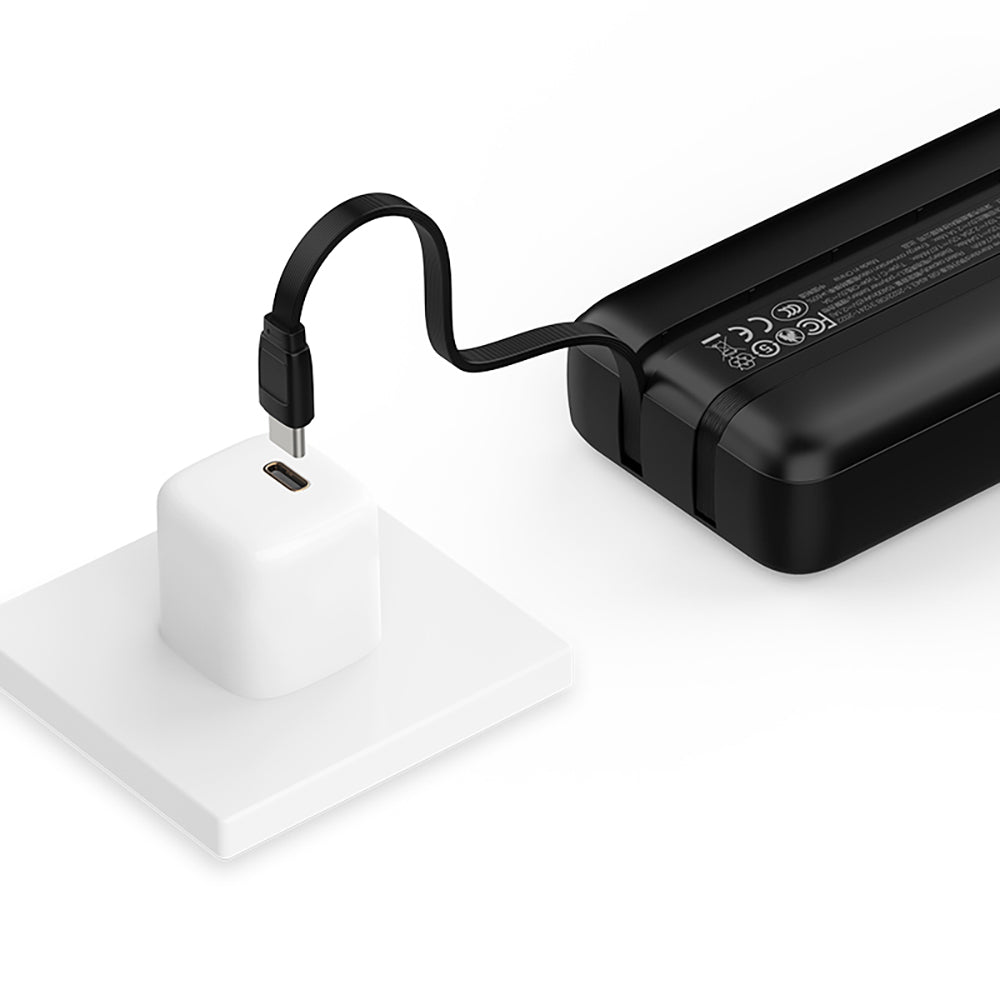 Recci RPB-P68 PD 20W Dijital LED Göstergeli Hızlı Şarj Özellikli Type-C ve Lightning Kablolu Powerbank 22.5W 20000mAh Siyah