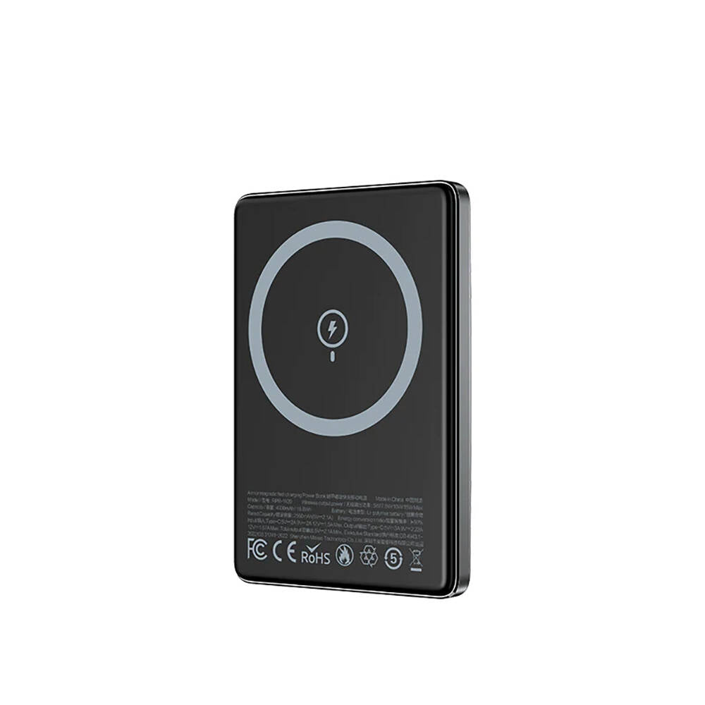 Recci RPB-W20 Taşınabilir Wireless Şarj ve PD Hızlı Şarj Özellikli Powerbank 15W 4900mAh Gold