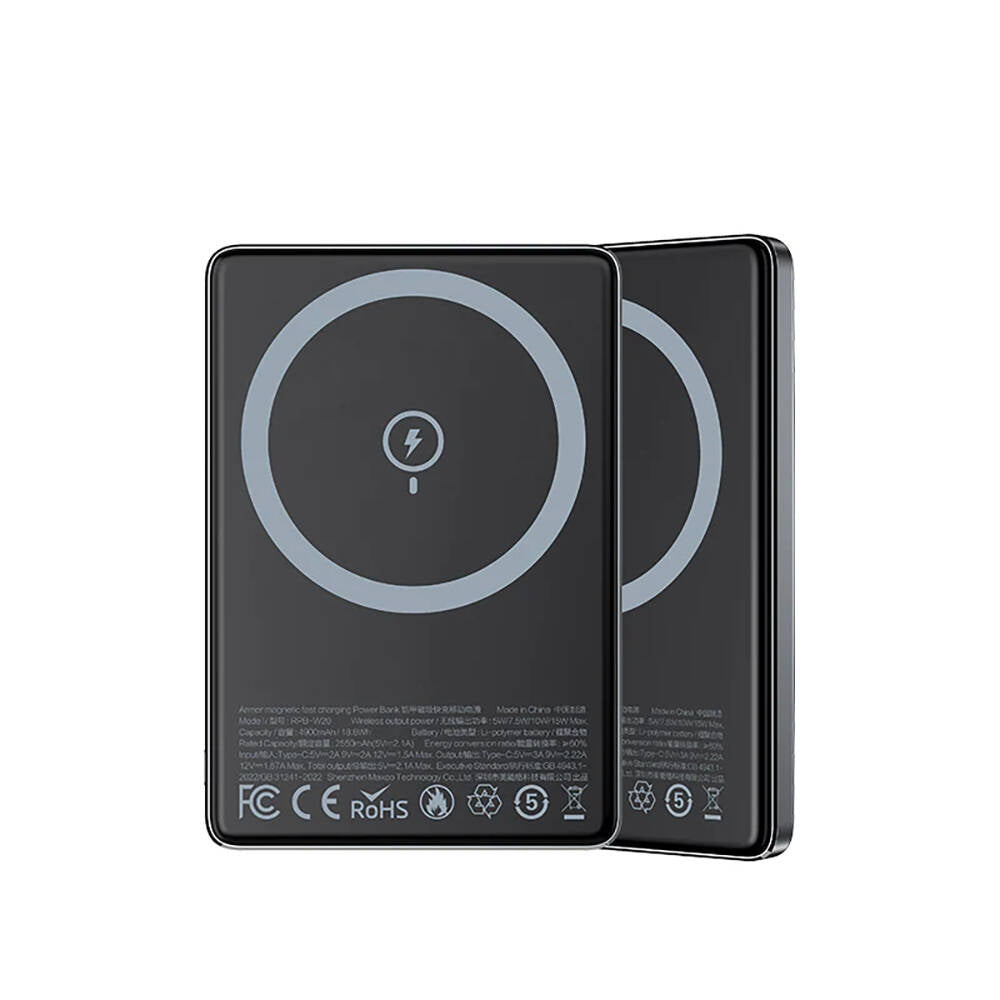 Recci RPB-W20 Taşınabilir Wireless Şarj ve PD Hızlı Şarj Özellikli Powerbank 15W 4900mAh Mavi