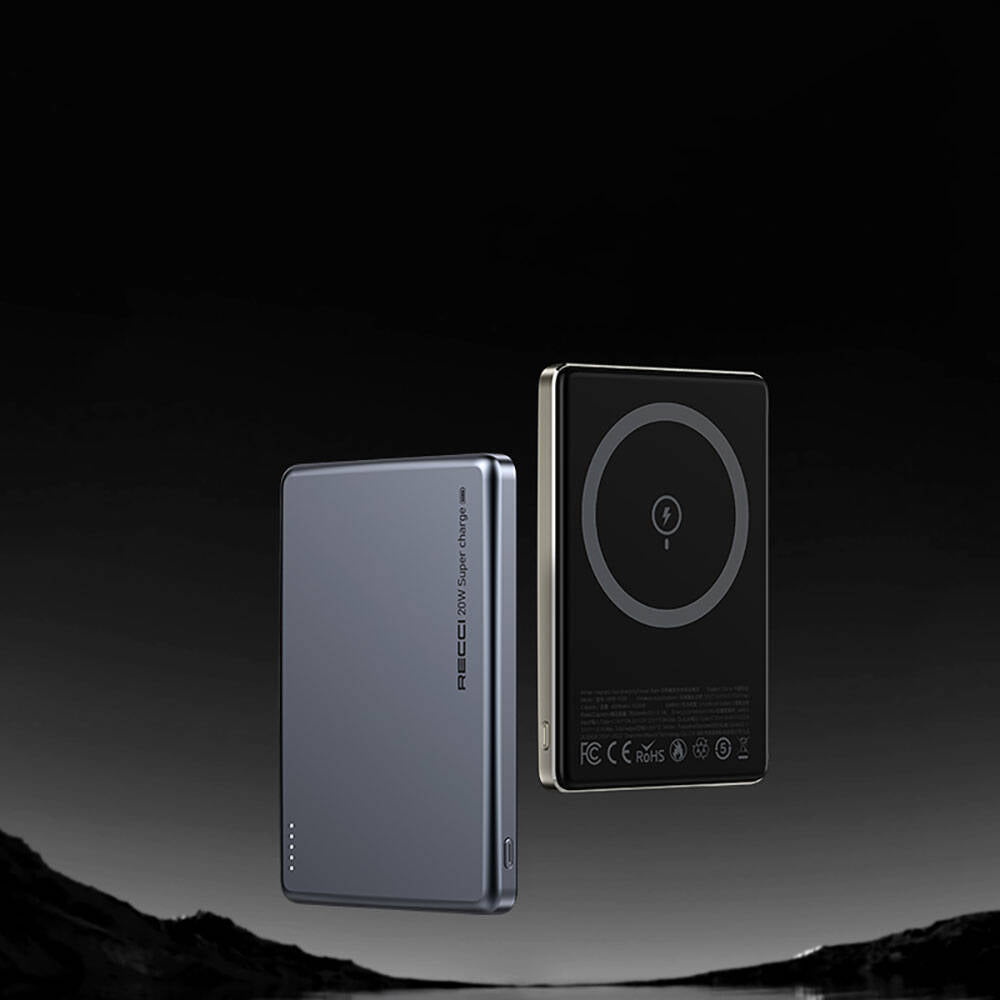 Recci RPB-W20 Taşınabilir Wireless Şarj ve PD Hızlı Şarj Özellikli Powerbank 15W 4900mAh Mavi