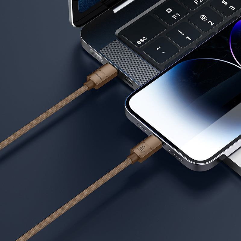 Recci RS08CC Warrior Serisi Type-C to Type-C 100W Hızlı Şarj Özellikli Data ve Şarj Kablosu 1.2M Desert Gold