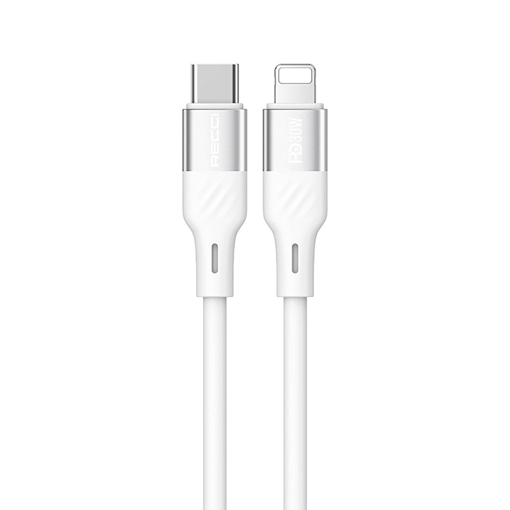 Recci RS22CL Excellence Serisi Type-C to Lightning PD 30W Hızlı Şarj Özellikli Data ve Şarj Kablosu 1.5M Beyaz