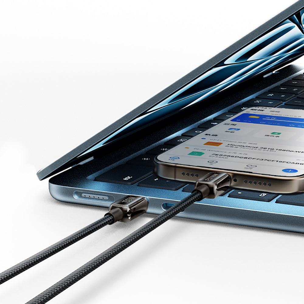 Recci RS42CL Lamp Display Serisi Type-C to Lightning PD 30W Hızlı Şarj Özellikli Data ve Şarj Kablosu 1.5M Siyah