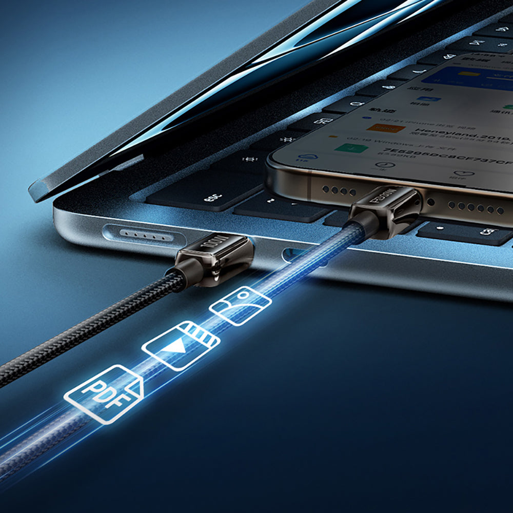 Recci RS42CL Lamp Display Serisi Type-C to Lightning PD 30W Hızlı Şarj Özellikli Data ve Şarj Kablosu 1.5M Siyah