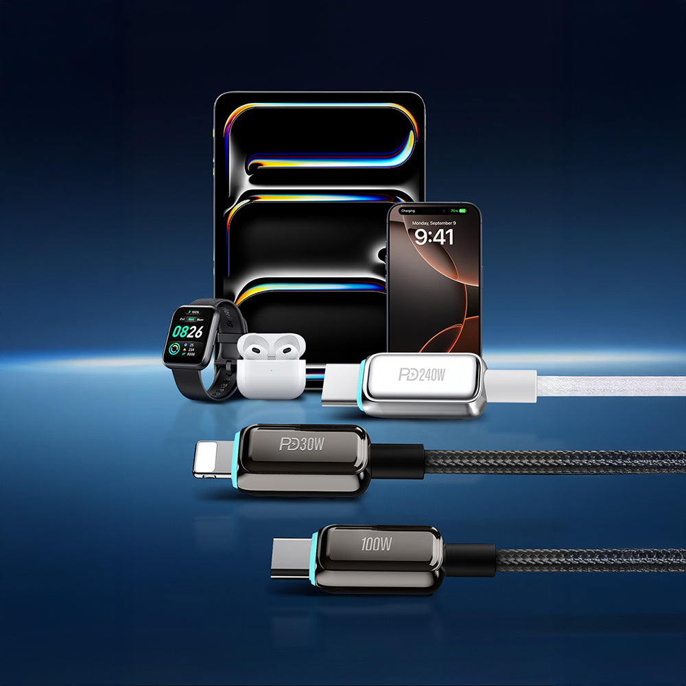 Recci RS42CL Lamp Display Serisi Type-C to Lightning PD 30W Hızlı Şarj Özellikli Data ve Şarj Kablosu 1.5M Siyah