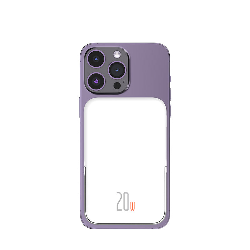 Recci W08 Metal Standlı 15W Magsafe Şarj Özellikli 20W PD Hızlı Şarj Powerbank 10000mAh Beyaz