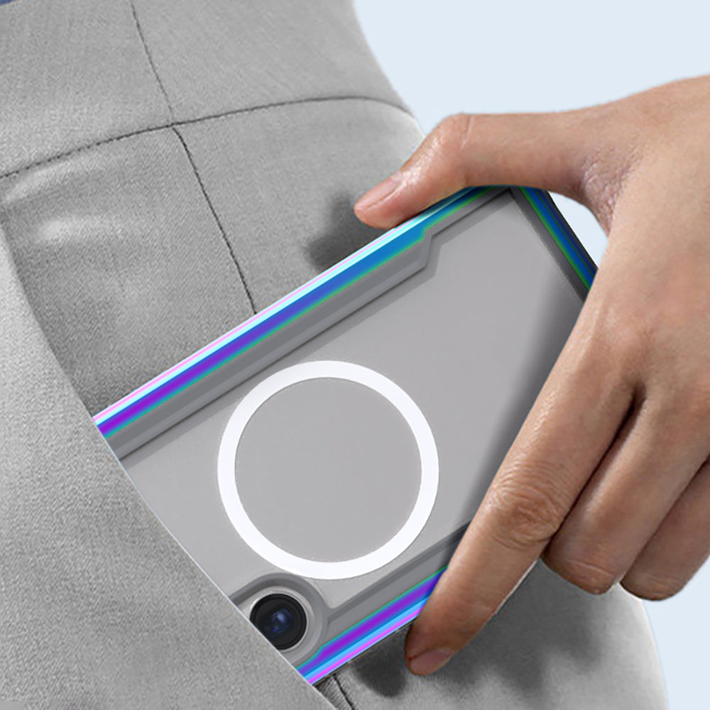 Samsung Galaxy S24 Ultra Kılıf Magsafe Şarj Özellikli Airbagli Raptic Shield Serisi Şeffaf Arka Yüzey Kılıf Kırmızı